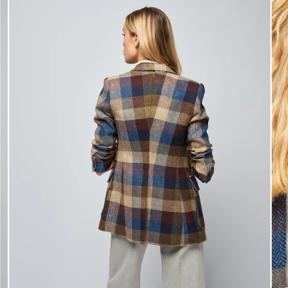 Smythe Birkin Blazer in Peri Lumberjack Check Women’s Size 6 - Picture 4 of 15